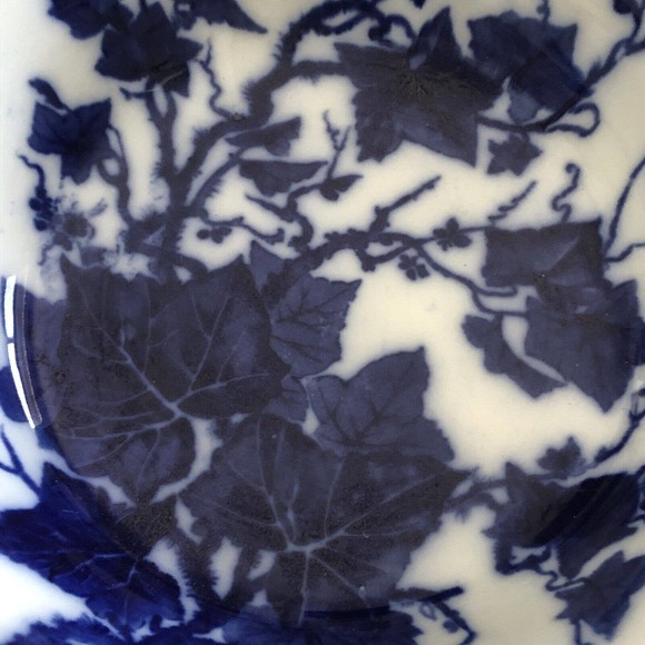 Antique James Kent China 10-1/2" Flow Blue Serving Bowl Grapevine Ivy Circa 1910 - Picture 7 of 12